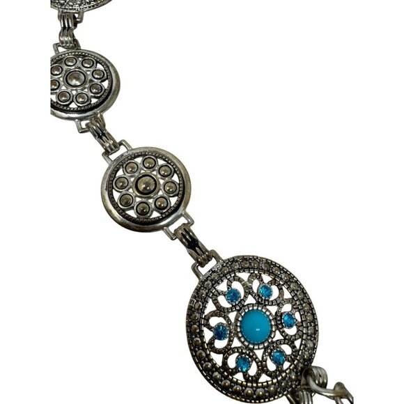 Vintage womens concho belt silver turquoise circle discs One size - Picture 1 of 11